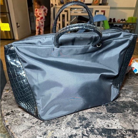 Lancome Handbags - Lancome Black Crocodile-Embossed Tote Bag